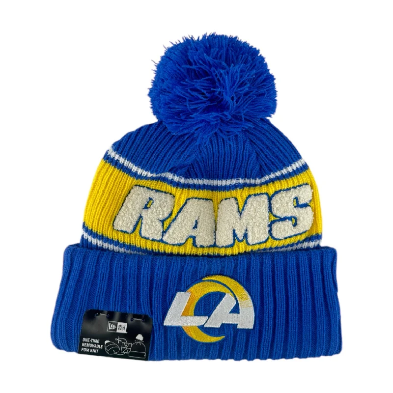 Los Angeles Rams New Era 2024 Sideline Cuffed Pom Knit Hat