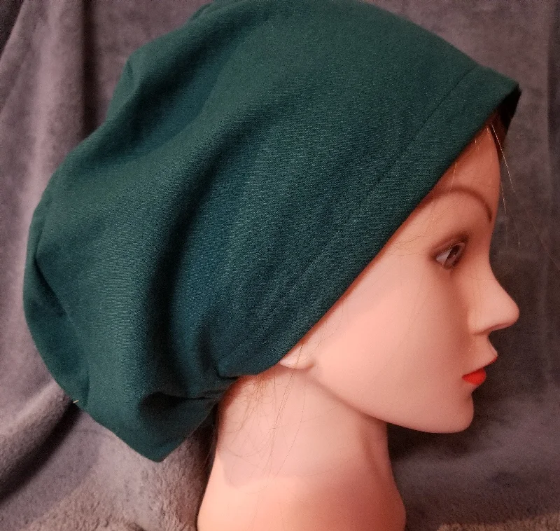 Pixie Style Scrub Cap Green Solid Color, Euro scrub cap