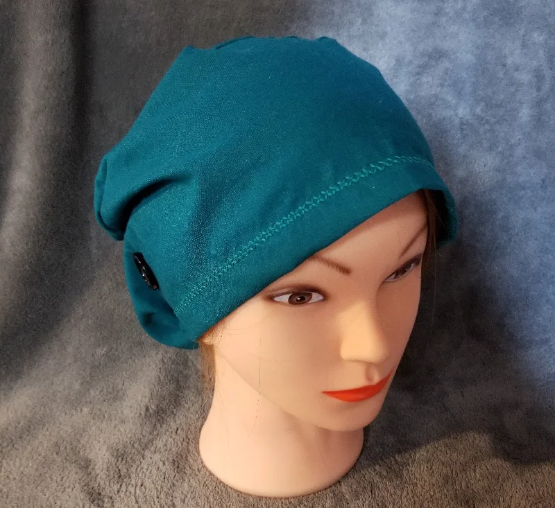 Pixie Style Scrub Cap Teal (Blue Green) Solid Color, Euro style scrub cap