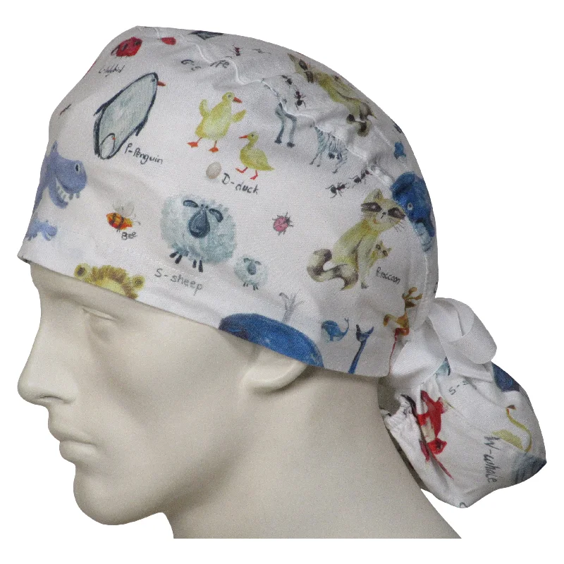 Ponytail Scrub Caps Animal World