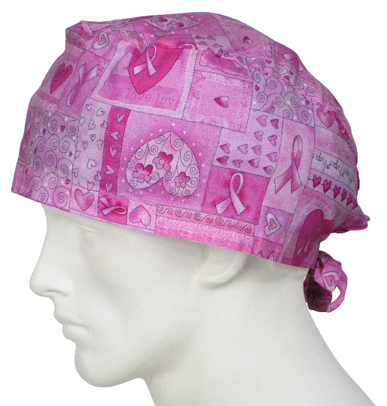 XL Scrub Cap Breast Cancer Ribbons