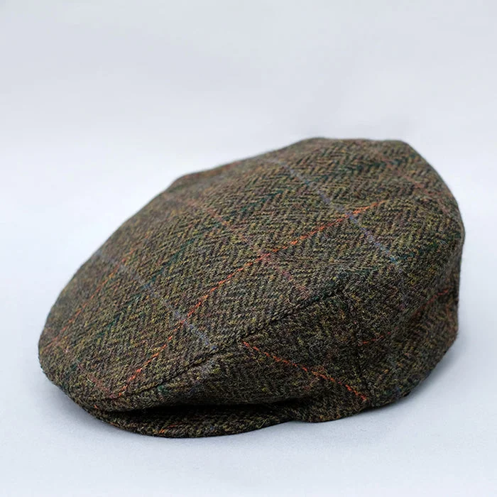 Tweed Flat Cap in green windowpane