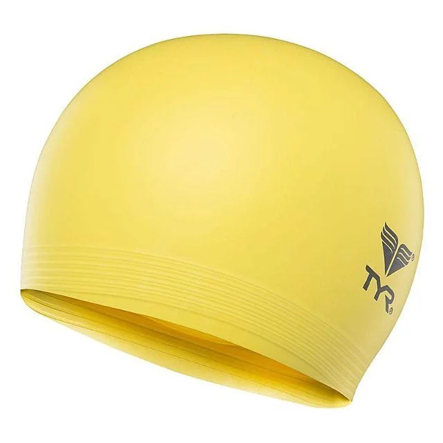 Tyr Unisex Swimming Lcl-720 Solid Latex Yellow Swim Cap