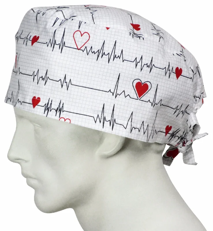 XL Scrub Caps EKG white