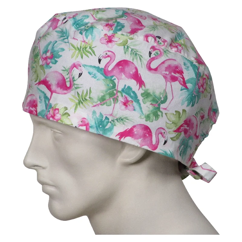 XL Scrub Caps Pink Flamingos