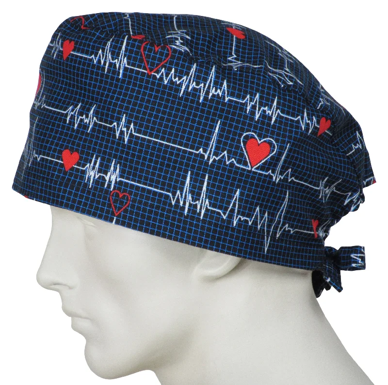 XL Scrub Caps EKG black