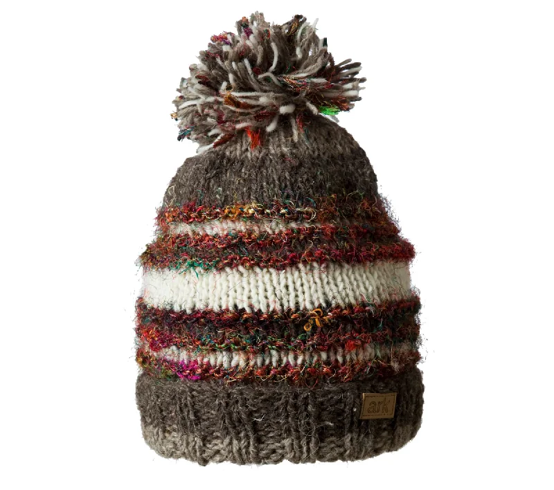 Brown Pom Pom hat, Wool beanie, Warm fleece Hat, Wool beanie, Fleece Lined inside