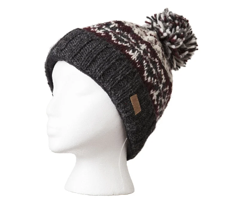 Charcoal Pompom, grey toque, beanie, cap, knit hat