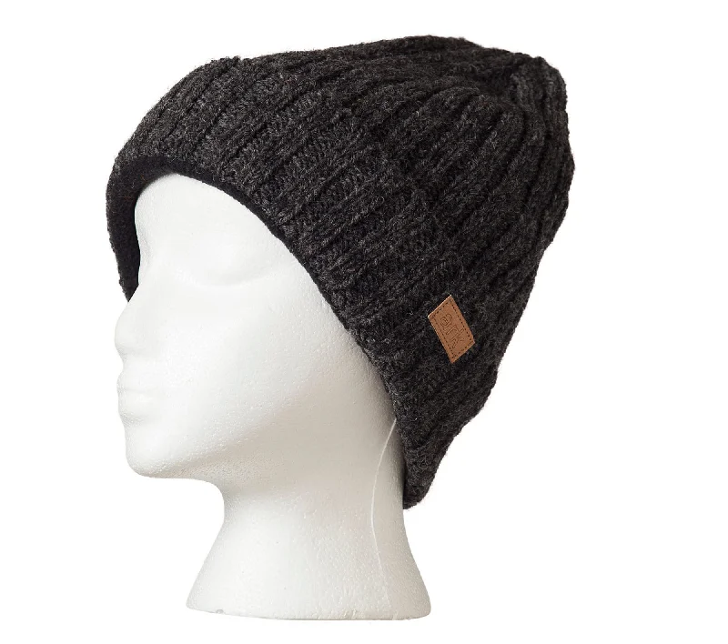 Charcoal Wool Beanie, Thick wool beanie, Gray toque, fleece inside, Wool beanie, Fleece Lined