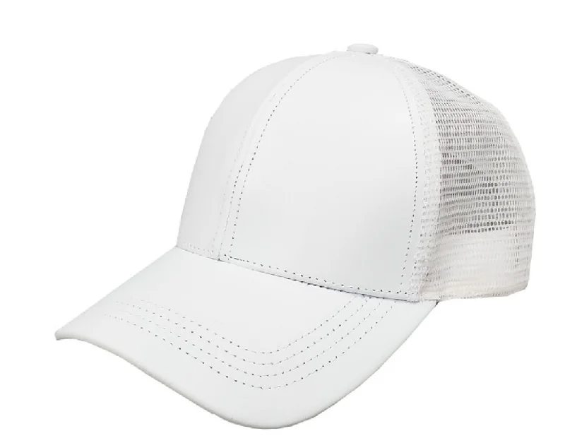 white leather trucker