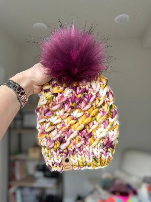 Luxury Adult Crush Beanie in Magenta Mix