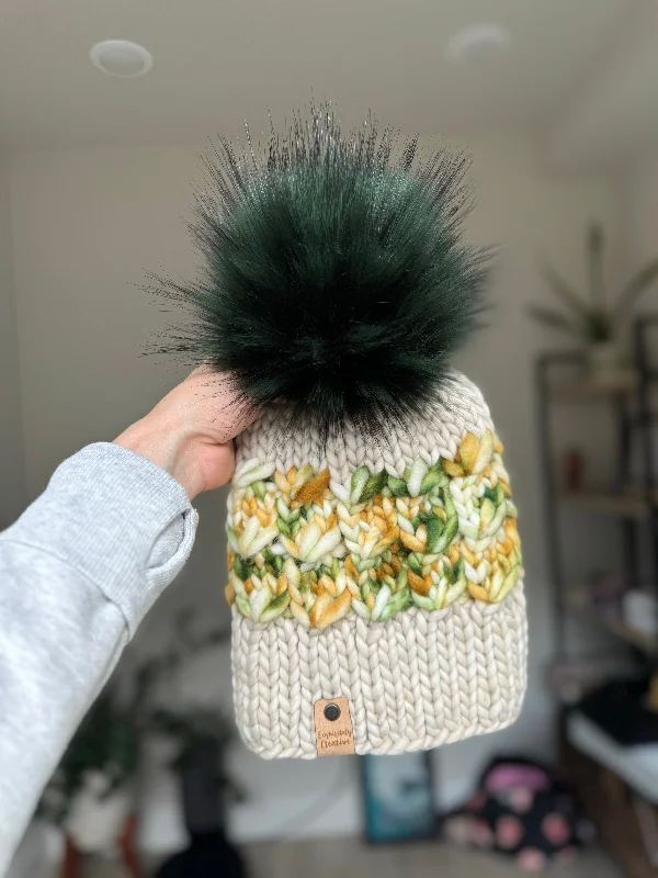 Luxury Adult Fleurish Beanie in Fog and OOAK