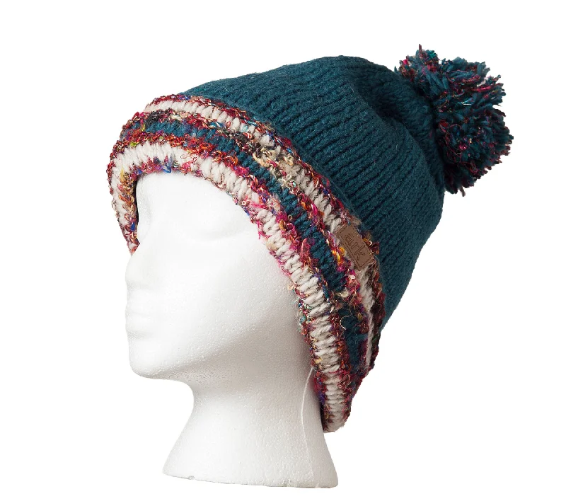 Pom pom hat, Teal Beanie, Pom Pom beanie, Thick wool beanie, toque, Fleece Lined,