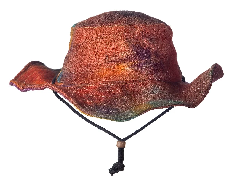 Rainbow Bucket Hat, Bonnet Strings, Jute Fabric, Summer Wear