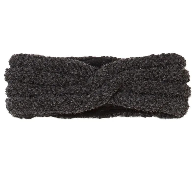 Sherpa fleece lined, Winter headband, Charcoal Wool Head band, head wrap, Womens Headband